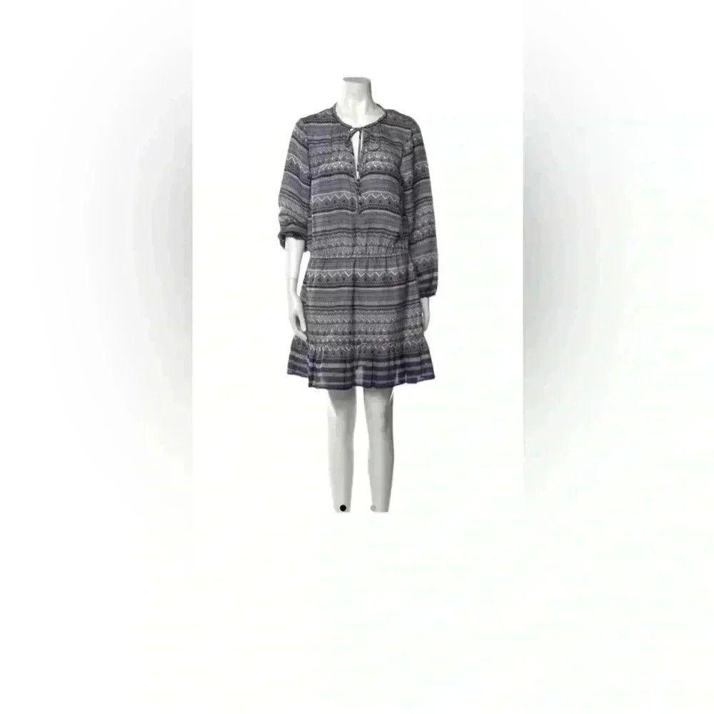 Veronica Beard Silk A-Line Mini Dress Size 12 White Blue Stripe